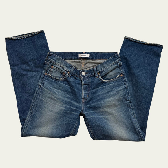 MOUSSY VINTAGE Minneola Low-Rise Straight Leg Whiskered Faded Denim JEANS sz 27 - Picture 2 of 7